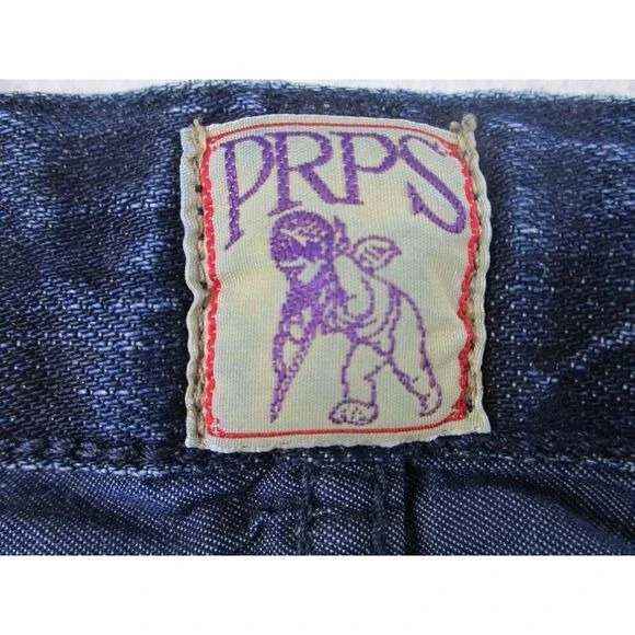 PRPS Jeans Mens 34x34 Blue‎ Demon Fit Button Fly Dark Denim Distressed E72B102P
